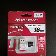 Продавам карта памет Transcend 16GB micro SDHC (with reader - Class 10)