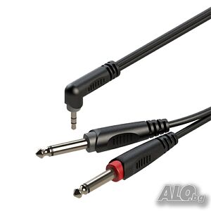 Кабел Stereo Jack 3.5mm мъжки - 2×6.3mm моно мъжки 2м