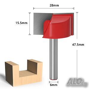 Фрезер с правоъгълна форма за канали/рязане р. д. 28mm, захват 6mm,4053