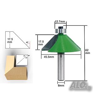 Фрезери за право скосяване с лагер 45 градуса, Захват 8 mm, 4050