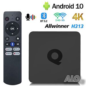 Android TV Box Q1, Android ATV, Dual WIFI, Bluetooth, Гласово дистанционно