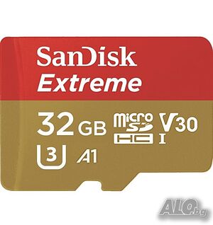 Карта памет Sandisk microSDXC Extreme, 32 GB, UHS-I, V30, 100 MB/s, A1, Action cam