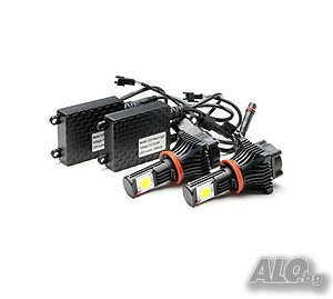 Комплект LED Лед Диодни Крушки за фар Amio H11, Н9, Н8 - 50W. 3600 Lm Над 150% по-ярка светлина