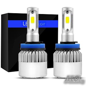 Комплект LED Лед Диодни Крушки за фар Amio H11, Н8, Н9 - 36W. 16000 Lm Над 150% по-ярка светлина