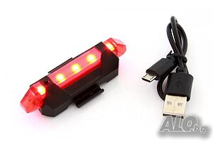 Велосипедна стоп светлина 5 LED USB ZD41A.