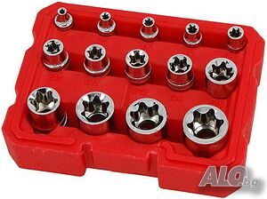 NEILSEN TOOLS ct1261 14 Piece Star ’ E ’ Socket Set in CASE, вложки еврейска звезда