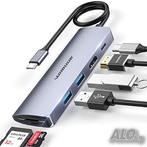 USB C хъб, WIMUUE 6 в 1 USB C адаптер за MacBook Pro/Air