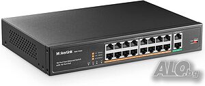 MokerLink 16-портов PoE switch с 2 Gigabit Uplink Ethernet порт