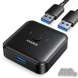 USB 3.0 селектор на превключвател USB превключвател, двупосочен с 2 броя A към A 3,3 фута кабели