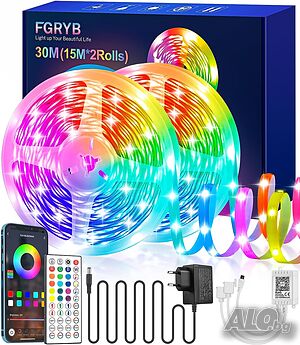 Смарт LED лента 30 m RGB- управление от телефон и дистанционно FGRYB