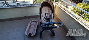 Детска количка Stokke Xplory X Stroller + Кош за новородено в бежово