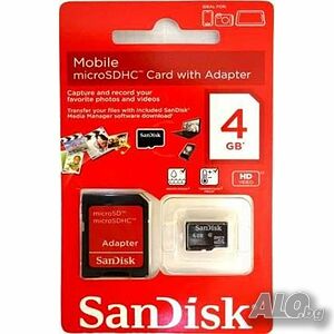 Карта памет SanDisk Micro SDHC 4GB + SD Адаптер