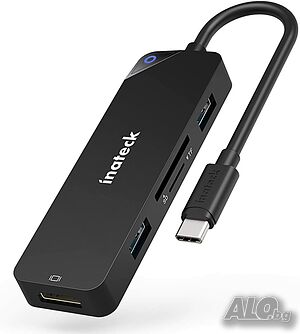 Inateck USB C Hub 5 в 1, USB 3.1 Gen1, 4K HDMI, 2хUSB 3.0. четец на SD/TF карти