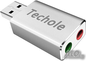 Techole USB стерео звукова карта с 3,5 мм, за Windows и Mac, алуминиева