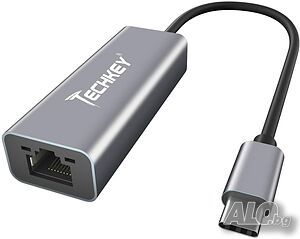 Techkey USB Type C LAN адаптер 10/100/1000 Mbps, USB to RJ45 Ethernet, ASIX 88179