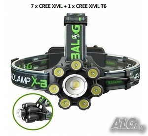 Челник X-BALOG BL-T88 с 1 брой XML T6, 7 броя CREE XML COB диоди, ZOOM, USB зареждане