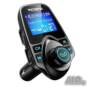 VicTsing Bluetooth FM Transmitter, 2 x USB, 1.44” дисплей, Car Kit