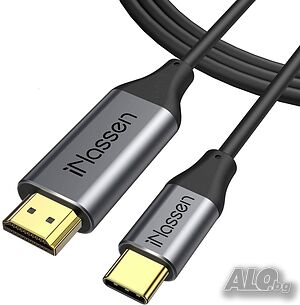 iNassen USB C към HDMI кабел (4K @ 60Hz), USB Type C Thunderbolt 3 към HDMI кабел -180 см