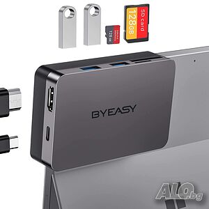 Докинг станция BYEASY Surface Pro 7, 6-в-1,   4K HDMI, PD 60W Type-C, SD/TF четец на карти, 2 USB 3.0