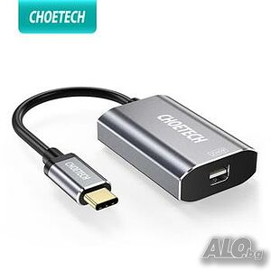 Адаптер Choetech Unidirectional, USB-C към Mini DisplayPort, 4K, 60Hz