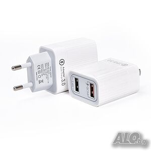 Двойно USB бързо зарядно устройство 30 W QC (3.0 & 5V 2.4A)