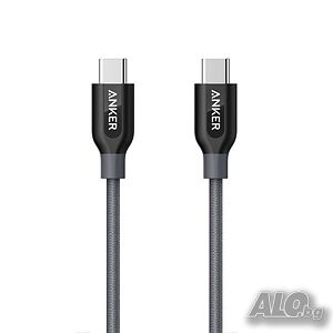 Anker Powerline+ USB-C to USB-C 2.0 - бърз и издръжлив USB-C към USB-C - 1 метър