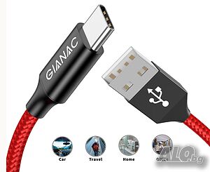 GIANAC USB C кабел, найлоновa oплетка, кабел за бързо зареждане​