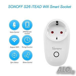 WiFi Смарт Контакт SONOFF S26R2 - 16A/4000W, Google, Alexa