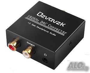 Ozvavzk 192Khz DAC цифров към аналогов аудио конвертор, алуминиев, оптичен към RCA конвертор, Spdif