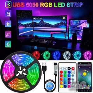 5 метра лента RGB LED 5050, дистанционно, APP - Android/iOS, многоцветна