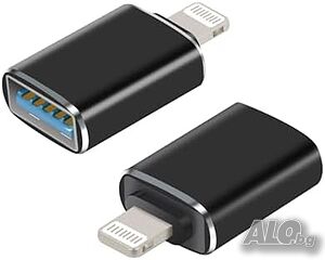 Адаптер USB A женско към Lightning мъжко, черен