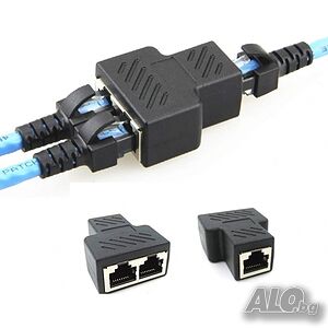 2 броя мрежов LAN сплитер, RJ45 удвоител