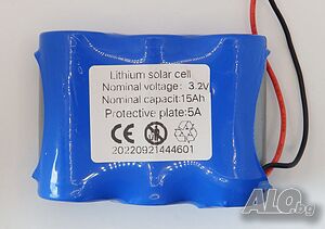 Акумулаторна батерия за соларна лампа - 3.2V, 15 Ah, Lithium Solar Cell,