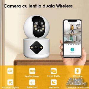 Двойна PTZ Wi Fi камера, Dual Lens 6 Mpx, Full HD, SD слот, LED и IR диоди, 360°, нощно виждане