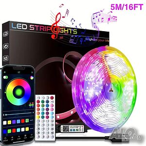 5 метра лента RGB LED, дистанционно, APP - Android/iOS, многоцветна