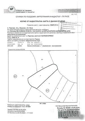 Публична продан от ЧСИ на Земеделска земя в с. Пиргово ИД 544/2024г. - с. Пиргово, м. БАРБОВ ОРМАН