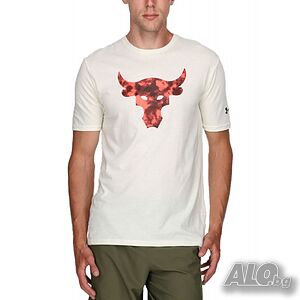 Мъжка тениска under armour x project rock brahma bull tee white red