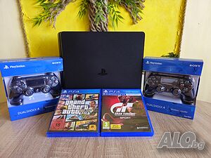 PlayStation 4 Slim 1TB PS4 ПС4+2 джойстика+2 Игри+1 Година Гаранция