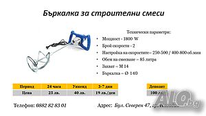 Бъркалка за строителни смеси под наем