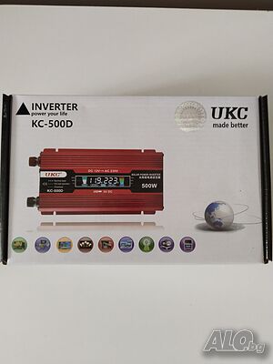 Автомобилен преобразувател на напрежение UKC KC-500D LCD DC/AC 12V-230V 1A 500W