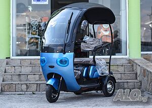 Електрическа триместна триколка с таван MaxMotors X3 1500W - BLUE