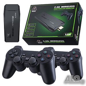 2.4G безжичен контролер Game-Pad TV Video Game Stick (4K Ultra HD Game Stick, черен)