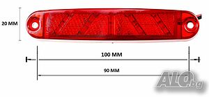 ЛЕД LED Червен Диоден Маркер Габарит Токос с 15 светодиода за камион ремарке бус ван каравана платфо