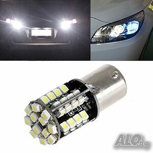 LED Лед Крушки, 44 SMD, Canbus, 1156 (P21W), 12V, Бяла Светлина