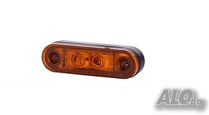 LED Светодиоден Габарит, Маркер, Токос, Оранжев, Овален, Е-Mark, 3 LED, 12V-24V, 8 см