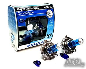 H4 Philips 55/60W 12V 4300K Cryastal / Крушки Филипс кристал Х4 и В5В 4300К