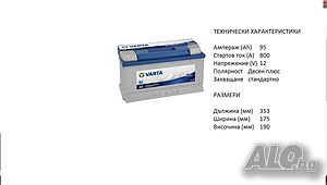 Акумулатор VARTA BLUE DYNAMIC,12V 95Ah 800A/ 12369054/Гаранция 24 месеца/