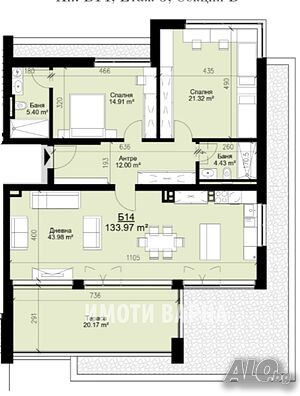 Тристаен апартамент 152 кв.м Тухла Тристаен апартамент 152 кв.м Тухла | Апартаменти | Бриз Варна