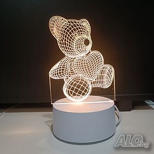 Холограмна 3D LED лампа Мече,USB