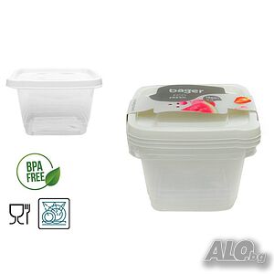 3848 Комплект дълбоки кутии за храна Eco Fresh, 3 броя